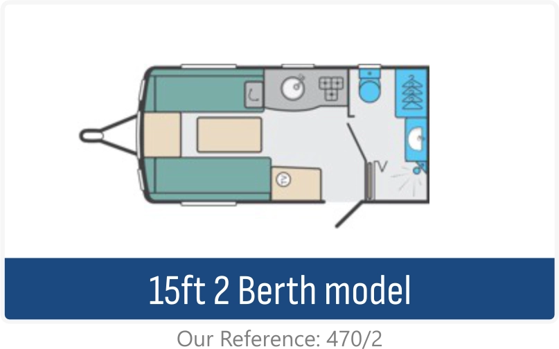 15ft 2 berth touring caravan floorplan