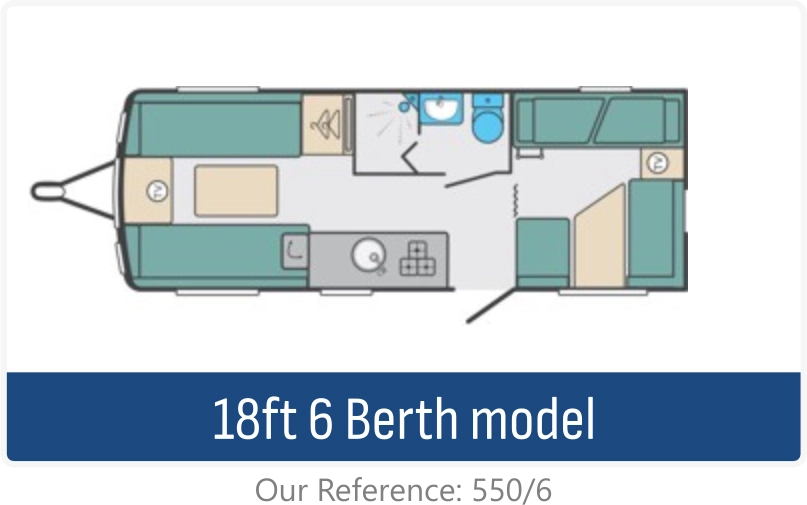 18ft 6 berth touring caravan floorplan
