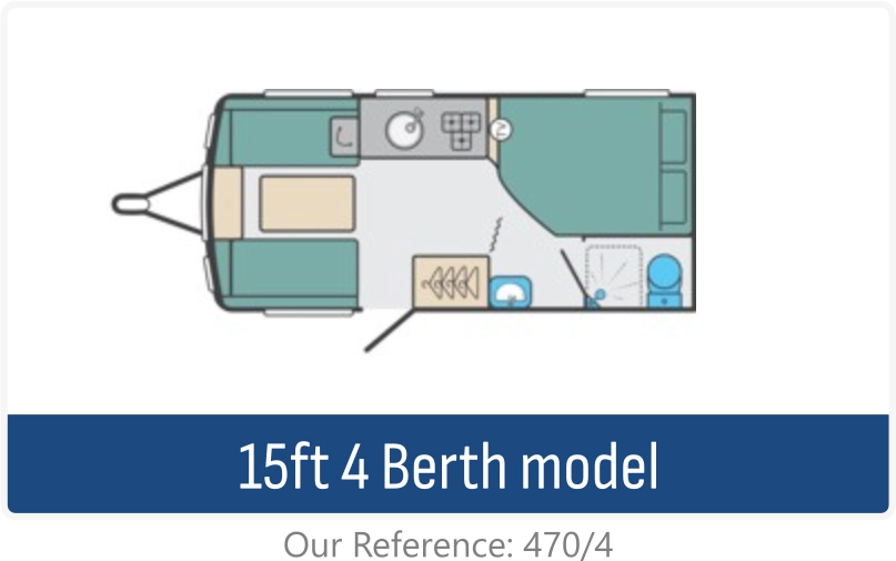 15ft 4 berth touring caravan floorplan